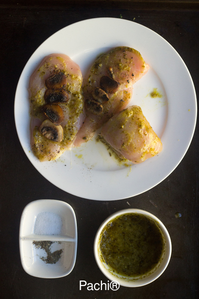 Enrrollados de Pechuga de Pollo rellena de Hongos